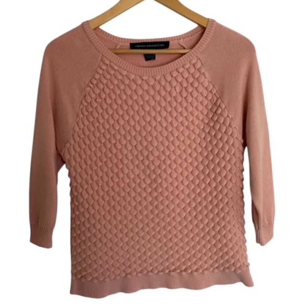 French Connection Audrey Textured Crewneck Sweater in Ballet Blush Medium